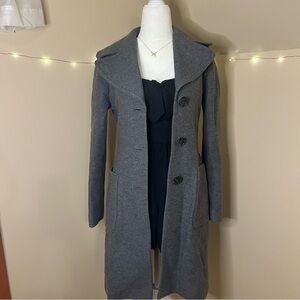Banana Republic Petite Grey Wool Blend Tie Belt Coat